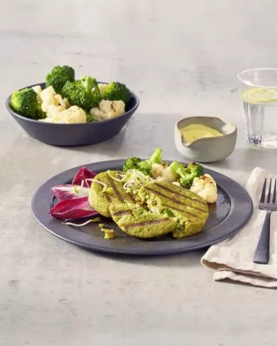 KARFIOLOS, BROKKOLIS BURGER